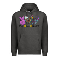 Charcoal Heather peace love nursing Premium Hoodie - CowhideDigitalArt