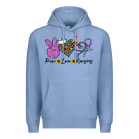 Colony Blue peace love nursing Premium Hoodie - CowhideDigitalArt