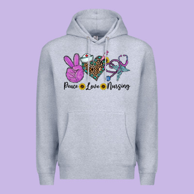 Peace Love Nursing Premium Hoodie Designed By Cowhidedigitalart