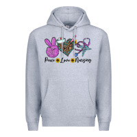 Heather Grey peace love nursing Premium Hoodie - CowhideDigitalArt