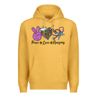 Mustard peace love nursing Premium Hoodie - CowhideDigitalArt