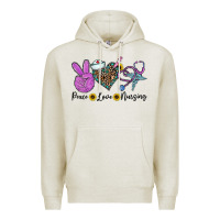 Oatmeal Heather peace love nursing Premium Hoodie - CowhideDigitalArt