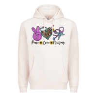 Pale Pink peace love nursing Premium Hoodie - CowhideDigitalArt