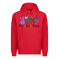 Red peace love nursing Premium Hoodie - CowhideDigitalArt