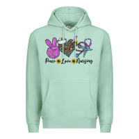 Seafoam peace love nursing Premium Hoodie - CowhideDigitalArt