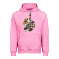 Fuchsia Pink sensitive savage skeleton middle finger Urban Hoodie - FaDigitalArtStudio