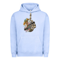 Pigment Grape Ice sensitive savage skeleton middle finger Urban Hoodie - FaDigitalArtStudio