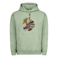 Pigment Oil Green sensitive savage skeleton middle finger Urban Hoodie - FaDigitalArtStudio