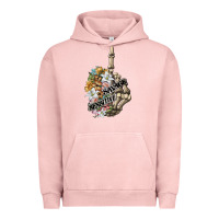 Pigment Salmon sensitive savage skeleton middle finger Urban Hoodie - FaDigitalArtStudio