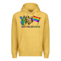 Antique Gold peace love pride Premium Hoodie - CowhideDigitalArt
