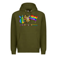 Army Green peace love pride Premium Hoodie - CowhideDigitalArt