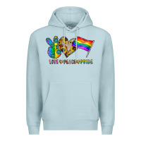 Blue Mist peace love pride Premium Hoodie - CowhideDigitalArt
