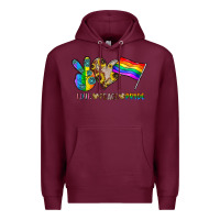 Burgundy peace love pride Premium Hoodie - CowhideDigitalArt