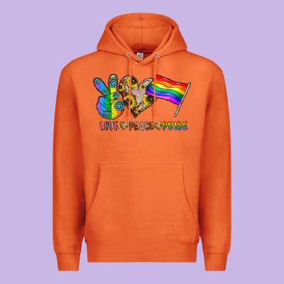 Peace Love Pride Premium Hoodie Designed By Cowhidedigitalart