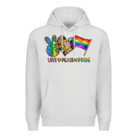 Dove Grey peace love pride Premium Hoodie - CowhideDigitalArt