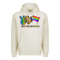 Oatmeal Heather peace love pride Premium Hoodie - CowhideDigitalArt
