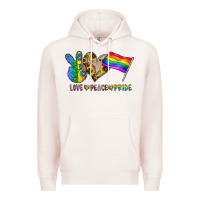 Pale Pink peace love pride Premium Hoodie - CowhideDigitalArt