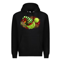 Black Tennis Christmas With Racket And Hat Premium Hoodie - FaDigitalArtStudio
