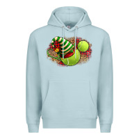 Blue Mist Tennis Christmas With Racket And Hat Premium Hoodie - FaDigitalArtStudio