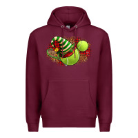 Burgundy Tennis Christmas With Racket And Hat Premium Hoodie - FaDigitalArtStudio