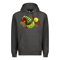 Charcoal Heather Tennis Christmas With Racket And Hat Premium Hoodie - FaDigitalArtStudio