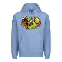 Colony Blue Tennis Christmas With Racket And Hat Premium Hoodie - FaDigitalArtStudio