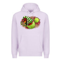Lilac Tennis Christmas With Racket And Hat Premium Hoodie - FaDigitalArtStudio