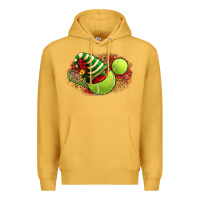 Mustard Tennis Christmas With Racket And Hat Premium Hoodie - FaDigitalArtStudio