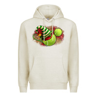 Oatmeal Heather Tennis Christmas With Racket And Hat Premium Hoodie - FaDigitalArtStudio