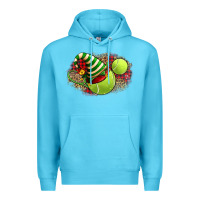 Ocean Blue Tennis Christmas With Racket And Hat Premium Hoodie - FaDigitalArtStudio