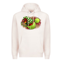 Pale Pink Tennis Christmas With Racket And Hat Premium Hoodie - FaDigitalArtStudio