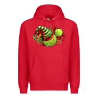 Red Tennis Christmas With Racket And Hat Premium Hoodie - FaDigitalArtStudio