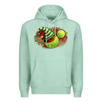 Seafoam Tennis Christmas With Racket And Hat Premium Hoodie - FaDigitalArtStudio