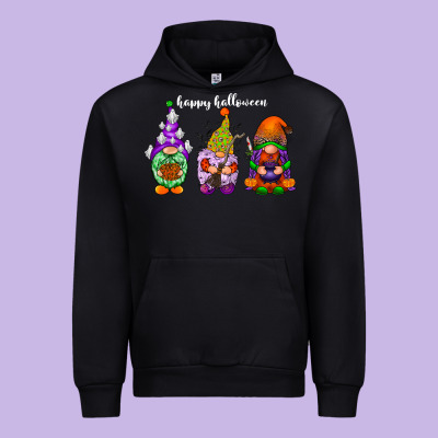 Happy Halloween Gnomes White Urban Hoodie Designed By Racoondesign