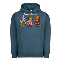 Pigment Midnight Navy happy halloween gnomes white Urban Hoodie - RacoonDesign