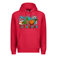 Cardinal Tis The Season Christmas With Basketball And Candy Cane Premium Hoodie - FaDigitalArtStudio