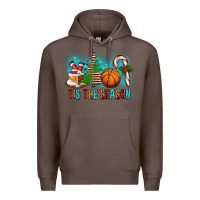 Coffee Tis The Season Christmas With Basketball And Candy Cane Premium Hoodie - FaDigitalArtStudio