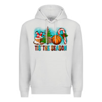 Dove Grey Tis The Season Christmas With Basketball And Candy Cane Premium Hoodie - FaDigitalArtStudio