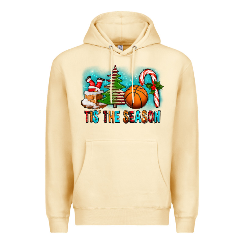 Tis The Season Christmas With Basketball And Candy Cane Premium Hoodie by FaDigitalArtStudio | Teevron