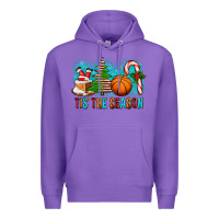 Purple Tis The Season Christmas With Basketball And Candy Cane Premium Hoodie - FaDigitalArtStudio