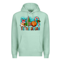 Seafoam Tis The Season Christmas With Basketball And Candy Cane Premium Hoodie - FaDigitalArtStudio