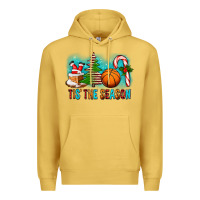 Antique Gold Tis The Season Christmas With Basketball And Candy Cane Premium Hoodie - FaDigitalArtStudio