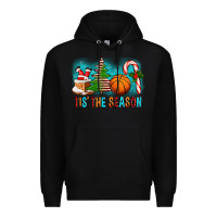 Black Tis The Season Christmas With Basketball And Candy Cane Premium Hoodie - FaDigitalArtStudio
