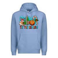 Colony Blue Tis The Season Christmas With Basketball And Candy Cane Premium Hoodie - FaDigitalArtStudio