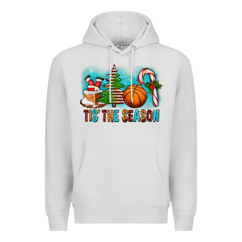 Tis The Season Christmas With Basketball And Candy Cane Premium Hoodie by FaDigitalArtStudio | Teevron