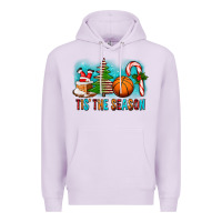 Lilac Tis The Season Christmas With Basketball And Candy Cane Premium Hoodie - FaDigitalArtStudio