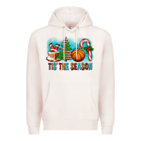 Pale Pink Tis The Season Christmas With Basketball And Candy Cane Premium Hoodie - FaDigitalArtStudio