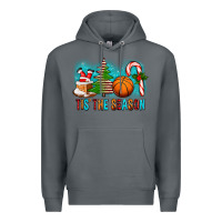 Rock Tis The Season Christmas With Basketball And Candy Cane Premium Hoodie - FaDigitalArtStudio