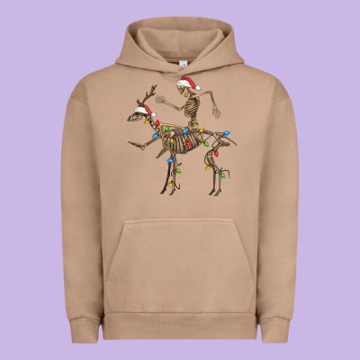 Skeleton Deer Santa Urban Hoodie Designed By Fadigitalartstudio