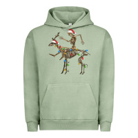 Pigment Oil Green skeleton deer santa Urban Hoodie - FaDigitalArtStudio